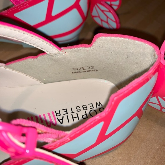 SOLD!! Sophia Webster Girls Mini Chiara Bellet Flats in Pink Glitter Sz 32 - Picture 5 of 11